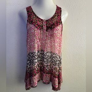 FANG Y2K Fairycore All Over Layered Floral Print Sleeveless Camisole XL